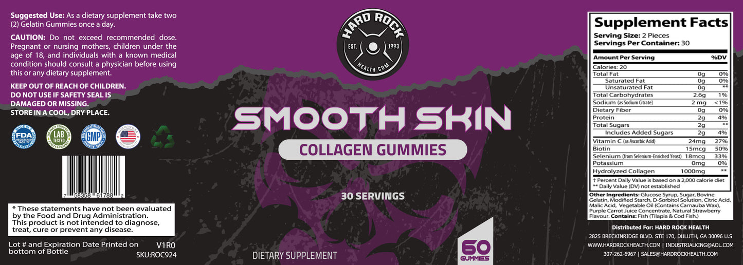 Hard Rock Smooth Skin Collagen Gummies With Vitamin C