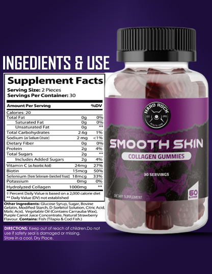 Hard Rock Smooth Skin Collagen Gummies With Vitamin C