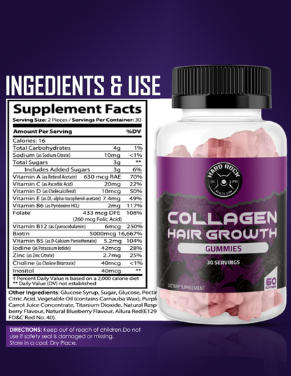 Hard Rock Hair Health Collagen Gummies